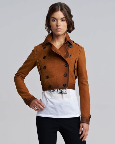 burberry nubuck cropped flight jacket|burberry coats for women.